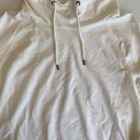 James Perse White Drawstring Funnel-Neck Hooded Sweatshirt Size 0 - Picture 7 of 10